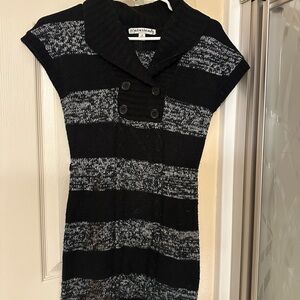 Black & White Striped Knit Sweater Dress